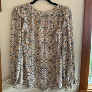 LOFT Floral Blouse with Ruffle Detail